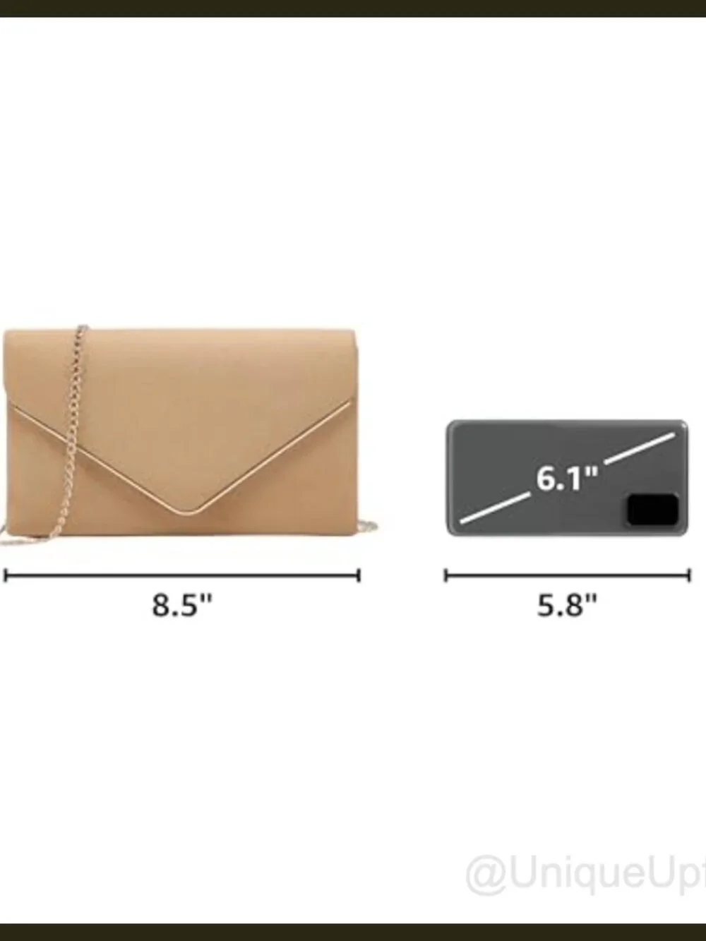 Faux Suede Clutch Evening Bag Removable Gold Chain Formal Party